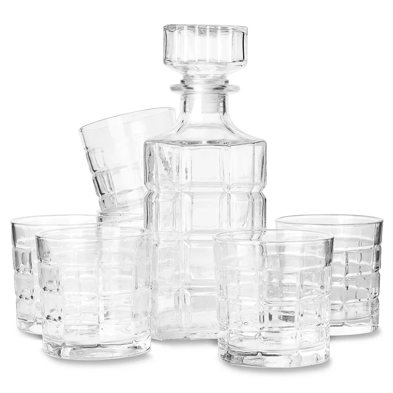 Whiskey Set | 6 Geometric Glasses and Decanter for Men - Gifts for foodies