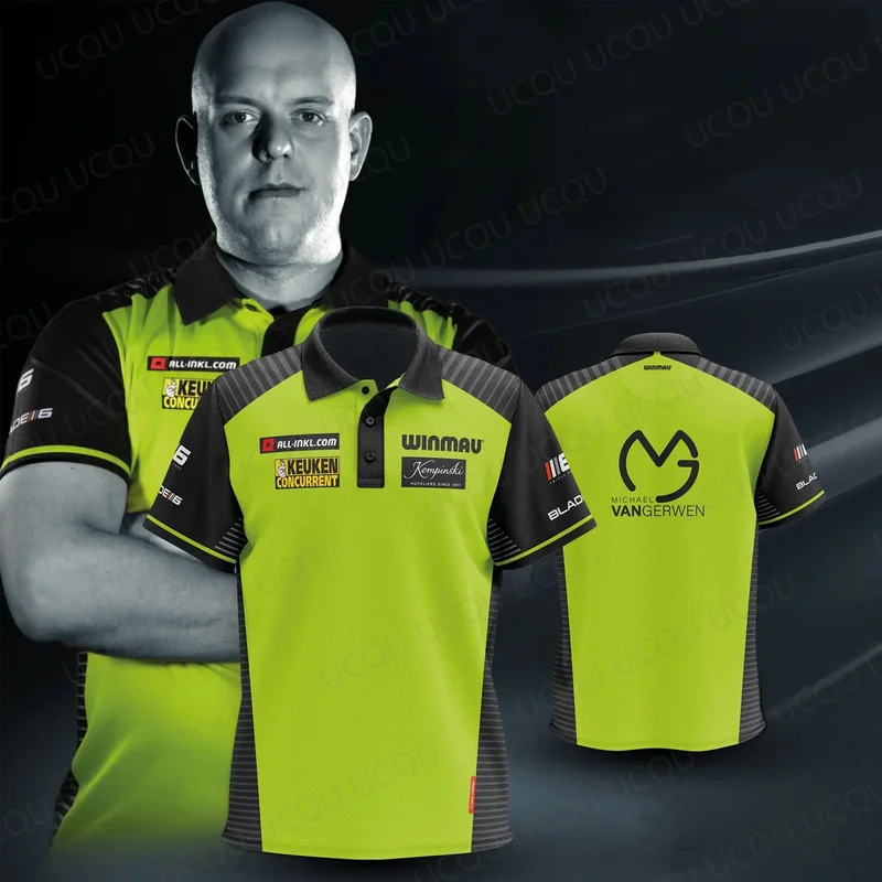 AliExpress - MvG Michael van Gerwen Darts-Shirt, neues Winmau-Polo-Trikot in Grün und Schwarz, schnell trocknende Sportbekleidung für Herren, Mighty 