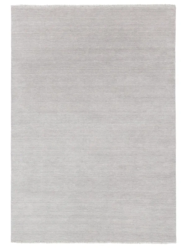 Small Handloom Fringes Rug - Silver Grey 140X200 Wool, Modern Style