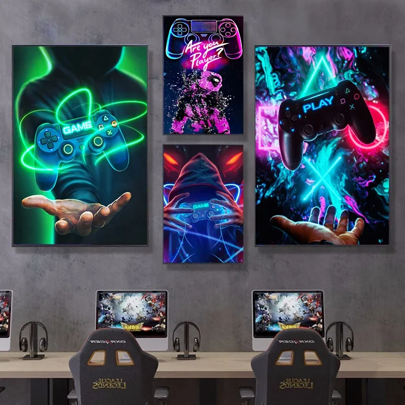 AliExpress - Canvas Schilderijen Gaming Room Gamepad Punk Stijl Posters en Prints Wall Art Pictures Gamer Cadeau voor Jongens Kinderkamer Decor