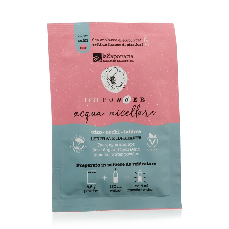 LA SAPONARIA Doppia Detersione Acqua micellare in polvere da reidratare 8.5g - Acqua detergente viso