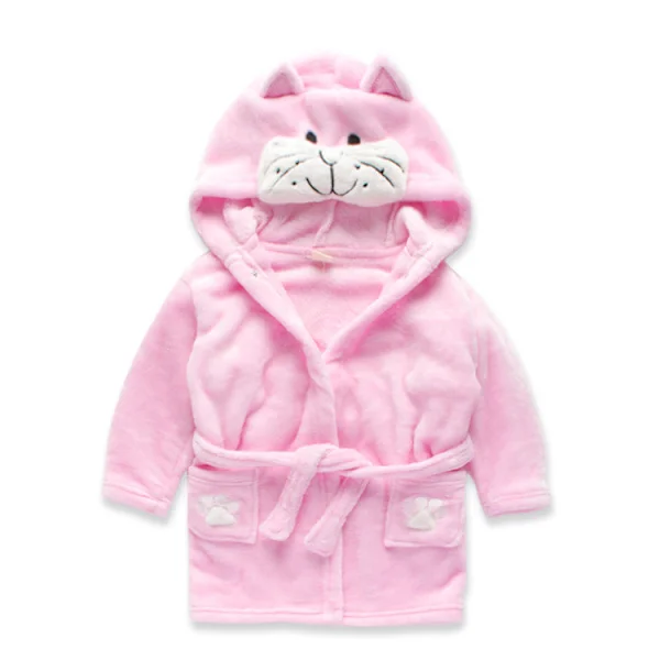 Pojkar flickor pyjamas Baby tecknad pyjamas Vinter huva morgonrock