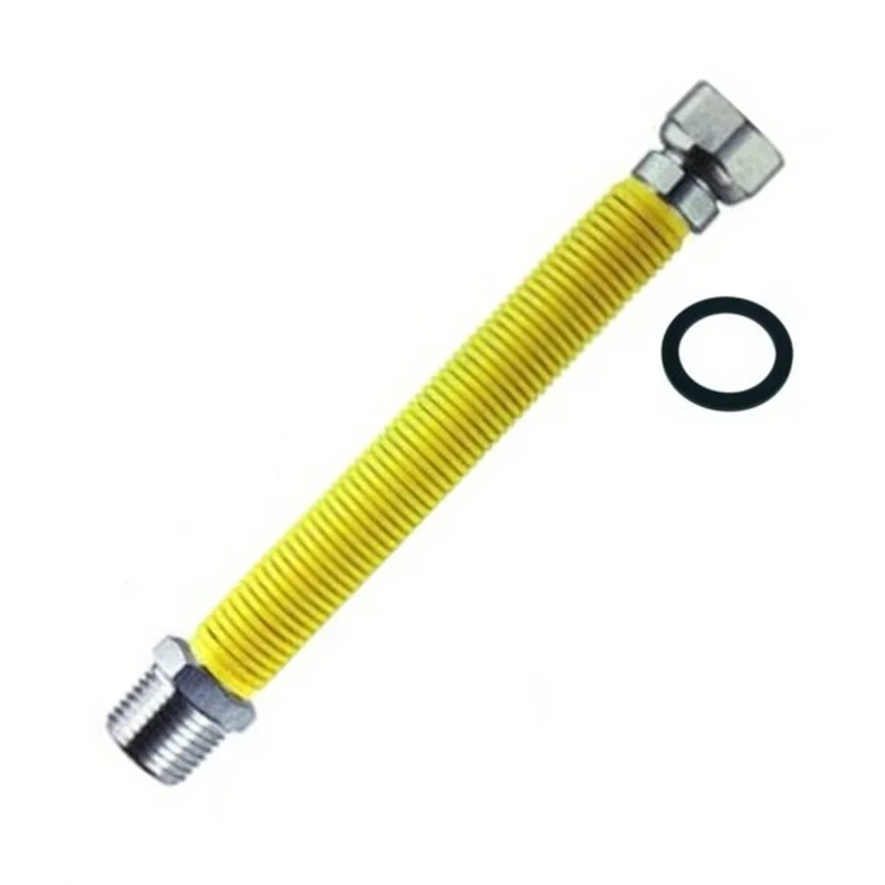 Tubo flessibile estensibile 1/2 x 1/2 m/f acciaio rivestito giallo per gas | Climamarket