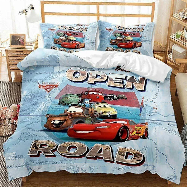 v5214 Vuodevaatteet Autot Salama McQueen -mallisto Open Road -pussilakanasetti Vuodevaatteet IU5214 135x200cm 53x78in