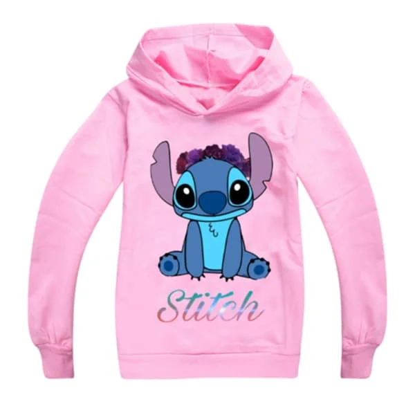 Barn Lilo & Stitch Hoodie Genser Casual Langærmet Rosa