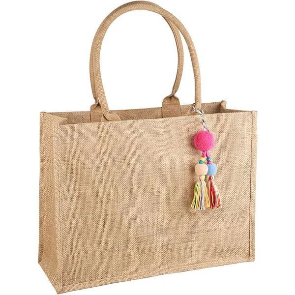 Jute Bag, Shopper, Women's, Large Jute Bag, Beach Bag, Foldable, Waterproof, Shopping Bags, Handbag for Picnic, Travel, Shopping, Beach and Everyday 