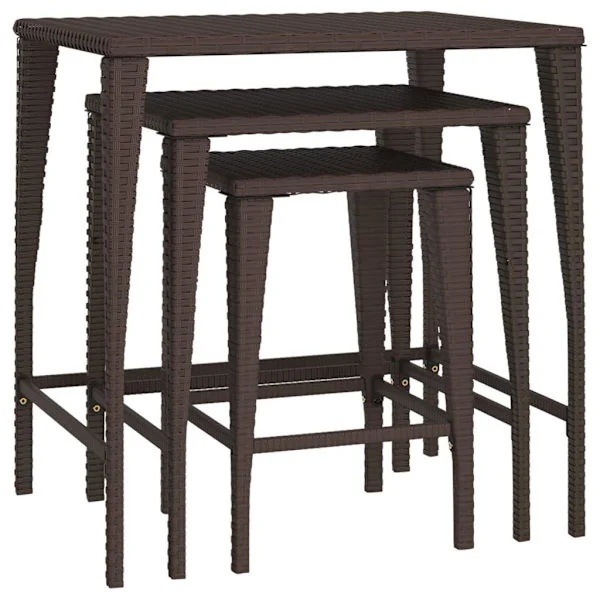 vidaXL Satsbord 3 st brun konstrotting