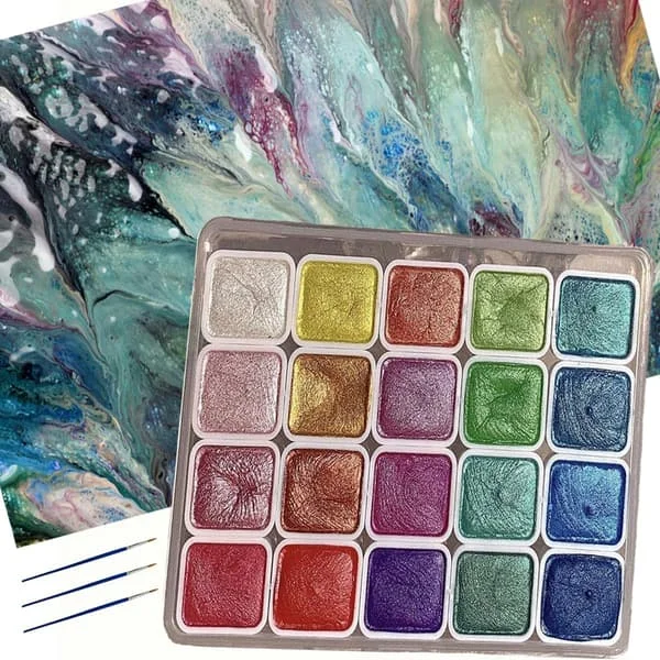 Metallic Glitter Watercolors, Glitter Watercolor Paint, Professional Metallic Watercolor Paint Set