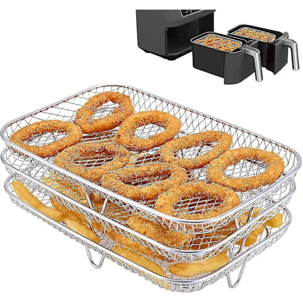 Multifunctional, three-layer, stackable air fryer rack, compatible with Ninja Dual Zone Foodi air fryer [af400eu]/[af300eu], air fryer accessories