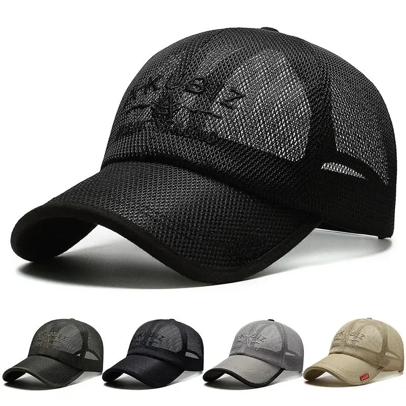 AliExpress - Sommerhüte für Männer und Frauen, Mesh-Baseballkappen, modischer bestickter Visierhut, Outdoor-gestickter Buchstabe, Sonnenschutzhut