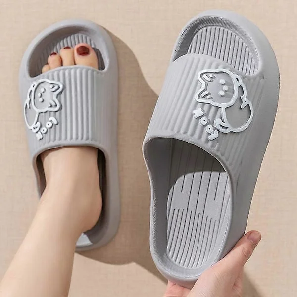 Summer Slippers Bathroom Platform Non-slip Home Bear Cartoon Flip-flops Beach Women's Slippers Sandals Slides Indoor Outdoor 2023 Grey Grey Gray 38-39
