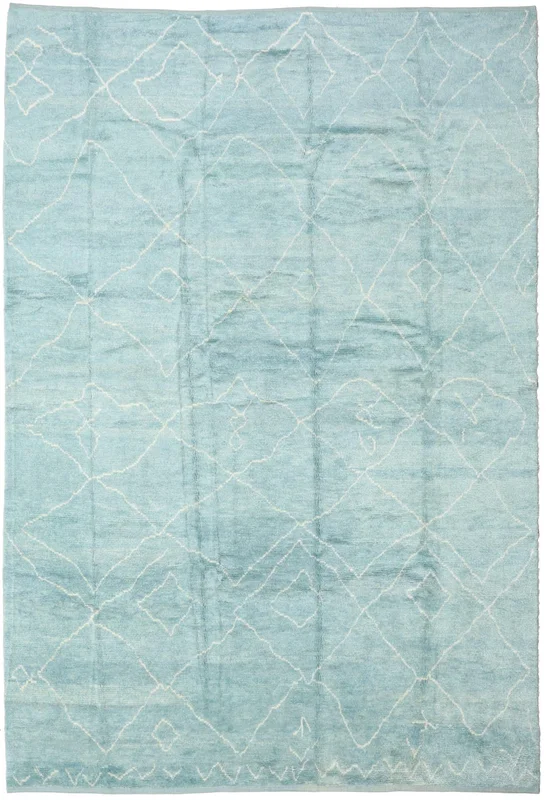 Handknotted Berber Shaggy Matot Käsinsolmittu 296X429 Matto Vaalea Petrol/Petrol