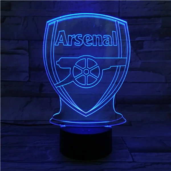 Arsenal FC USB 3D Anime Nattlampa Atmosfärisk LED Bordslampa Julklappar för Fotbollsälskare Dekorativ Lampa för Barnrum