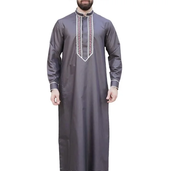 Muslimske kjoler Herre Langærmet Dubai Skjorte Kaftaner Thobe Robe Kjoler Løs Afslappet Stil Tøj Thobe XL