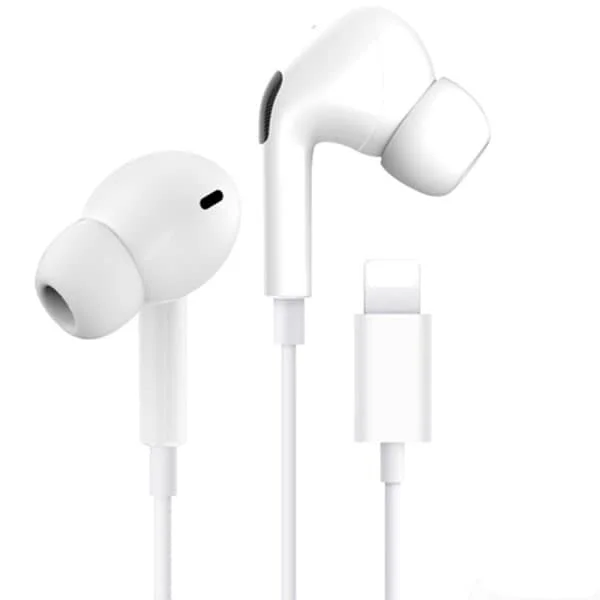 iPhone trådbundna hörlurar Lightning-kontakt, in-ear-hörlurar med mikrofon, Bluetooth-kompatibla, vita