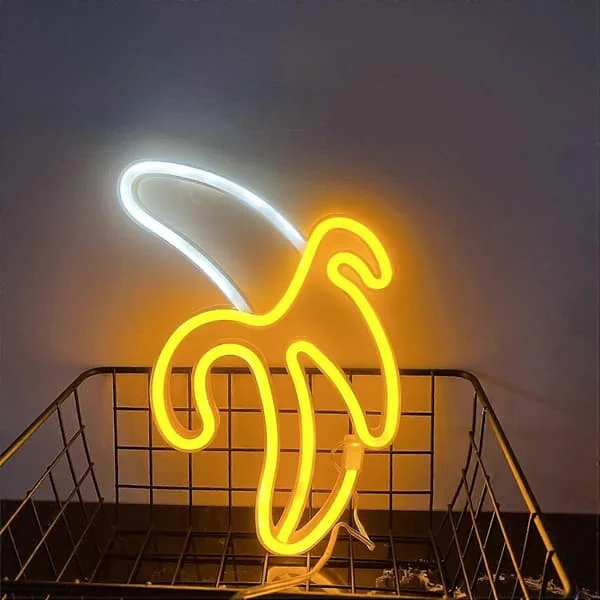 2025 New Banana Neon LED Neon Wall Mount Neon for Home Decor Battery and USB Powered Neon Night Light Neon Sign Light Up Kids Room Party Christmas