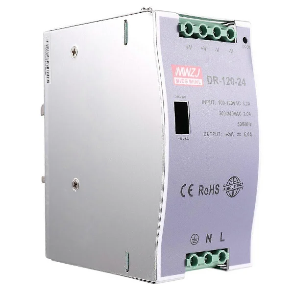 -120-24 120W Industrielt Klassifisert DIN-Skinne Strømforsyning 24V5A Switching Strømforsyning Skinne Montering