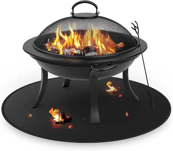 Brandsikker Komfurmåtte - 60 cm Rund Beskyttelse til Under en Udendørs Grillmåtte - Olie- og Vandtæt Underlagsmåtte - Grilltilbehør