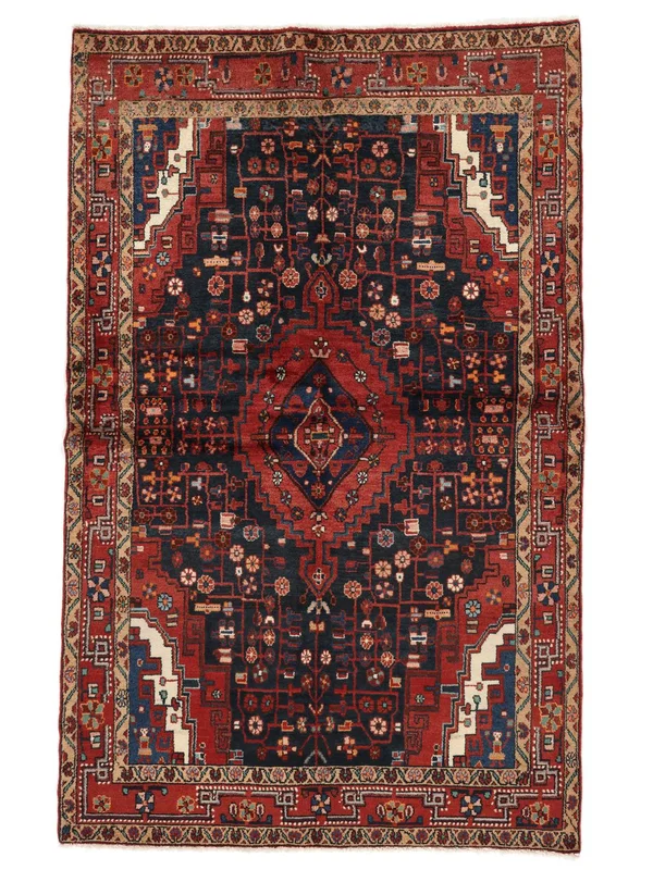 Oriental Nahavand Rug 144X226 Black/Dark Red Wool
