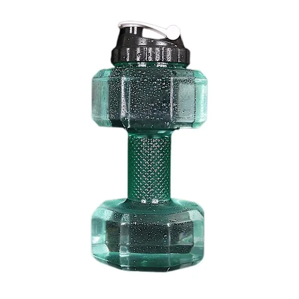 Dumbbell Shaped Water Bottle Large Capacity Plastic Portable Sports Water Bottle Green