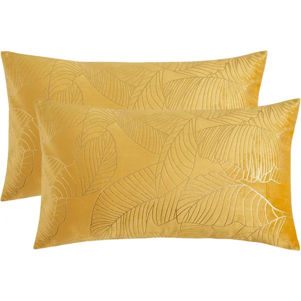 30*50cm Sammet Kuddfodral 30x50cm Dekoration Tryckt Guld Kuddfodral för Soffa Sovrum Bil Vardagsrum Kuddfodral Gult Set om 2
