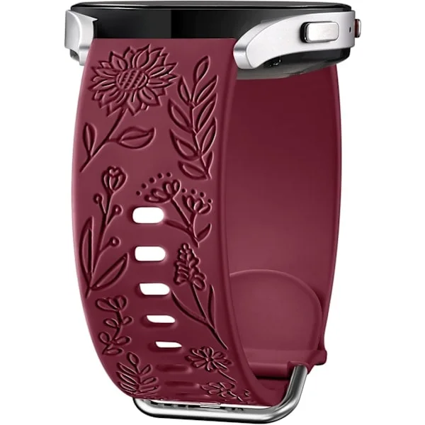 Auringonkukalla kaiverrettu ranneke, yhteensopiva Samsung Galaxy Watch 7 6 5 4 40mm 44mm naisten kanssa, 20mm pehmeä silikoniranneke Galaxy Watch -