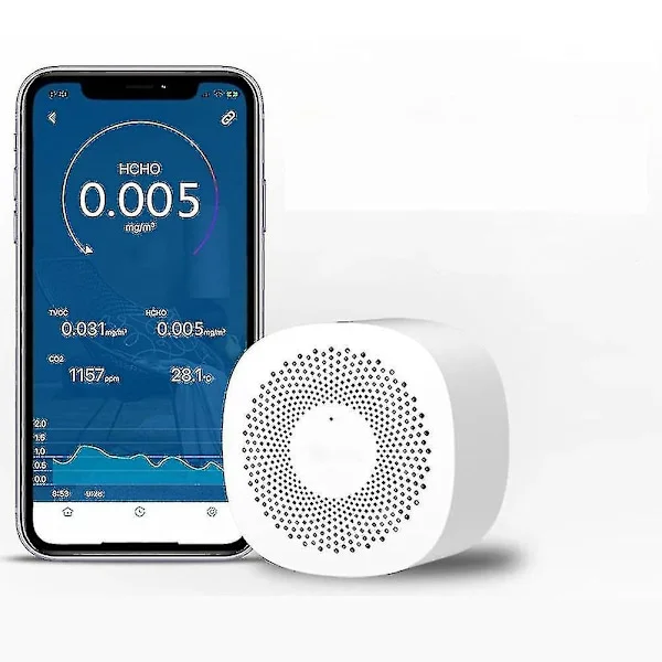 Digitaalinen CO2-mittari kaasunilmaisin CO2-anturi ilmanlaadun seuranta Formaldehydi Tvoc Hiilidioksidi Langaton sovellus Ilman analysointi