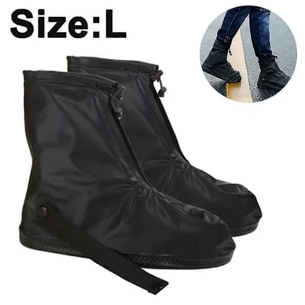 Waterproof Shoe Cover Rain Boot Galoshes With Zipper And Reflective Compatible With Outdoor Sports Hiking Climbing Camping Black XL[CO]