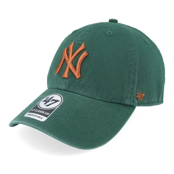 47 Brand - MLB Grün unconstructed Cap - New York Yankees Clean Up Dark Green Dad Cap, Grün, One Size, Baumwolle