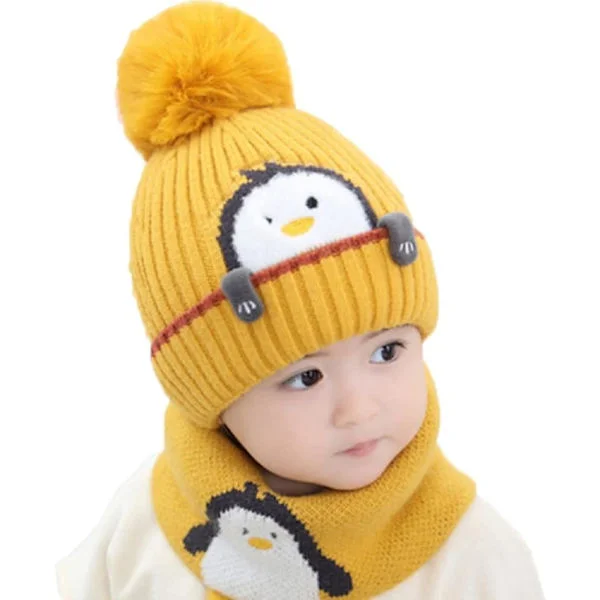 Lue Skjerf Sett Lue Lue Barn Vinter Baby Strikket Bea