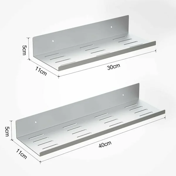 2-pak Selvklæbende Brusekurv Uden Boring Metal Brusekurv Egnet til Badeværelse Soveværelse Køkken Hvid 30/40 cm Længde