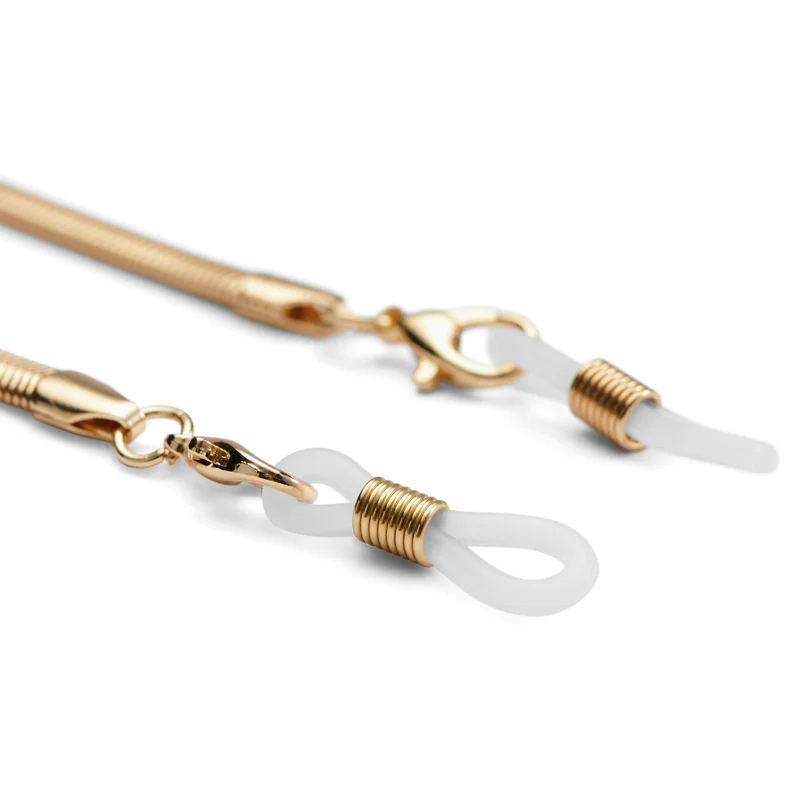 Gold-Tone Stainless Steel Herringbone Sunglasses Chain for Men - Glasses Straps