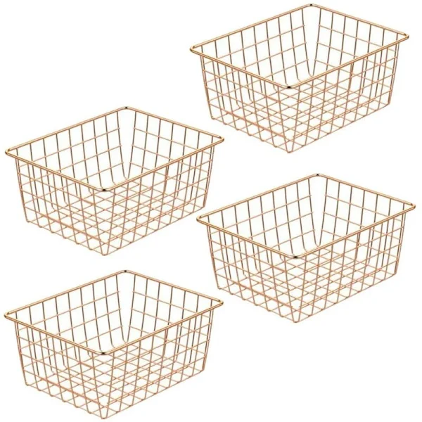 Storage Baskets, Metal Basket, Food Storage Container for Dining Room, Kitchen Cabinet, Cupboard