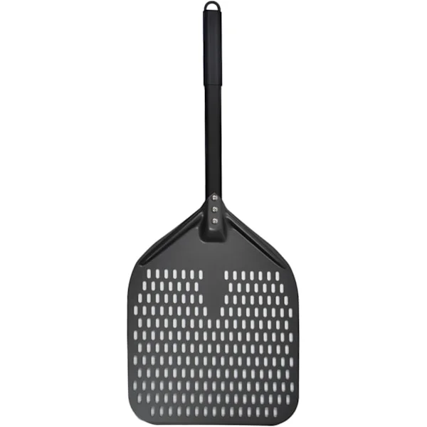 Perforeret pizzaspade, 12 tommer, aluminium, non-stick metal pizzaspade med huller til udendørs ovn, bagning af hjemmelavet pizza og håndværksbrød, 