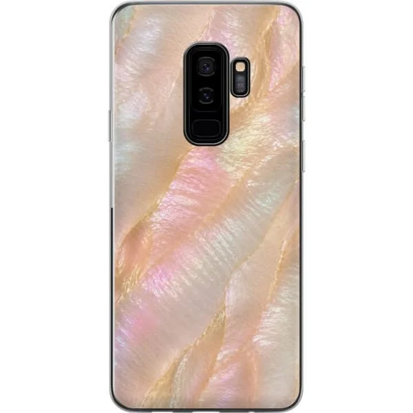 Yhteensopiva Puhelinkuori Samsung Galaxy S9+ Abstrakti helmiäisloistava kuviointi beigeillä ja vaaleanpunaisilla sävyillä, pehmeällä kiillolla