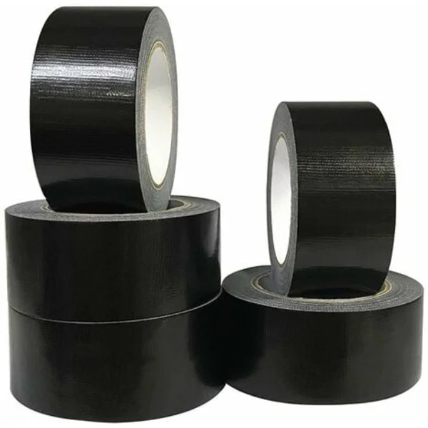 Förpackning med 5 rullar svart gaffatejp, 220 mikron x 50 mm x 20 m, amerikansk kraftig silvertejp, kraftig svart silvertejp