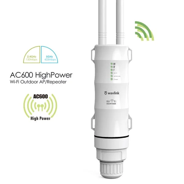 Kraftfull utomhus WiFi-förstärkare/WiFi-repeater med PoE-stöd/Dual Band 2.4+5G/2 långdistans WiFi-antenner 430mm x 50mm x 50mm
