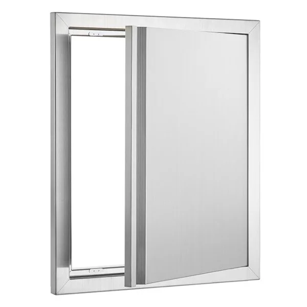 BBQ-Duoku 457x533 mm-dörr- Utomhusdörr i rostfritt stål - Vertikal infälld dörr med handtag för barbecueö i ö.