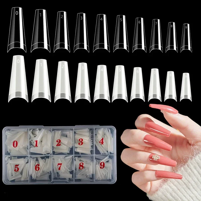 AliExpress - 500 stks Franse Doodskist Danser Nagel Tips Acryl Nagel Kunstmatige Half Valse Vlokken Nagel Tips, 10 Maten met Doorzichtige Plastic Doos
