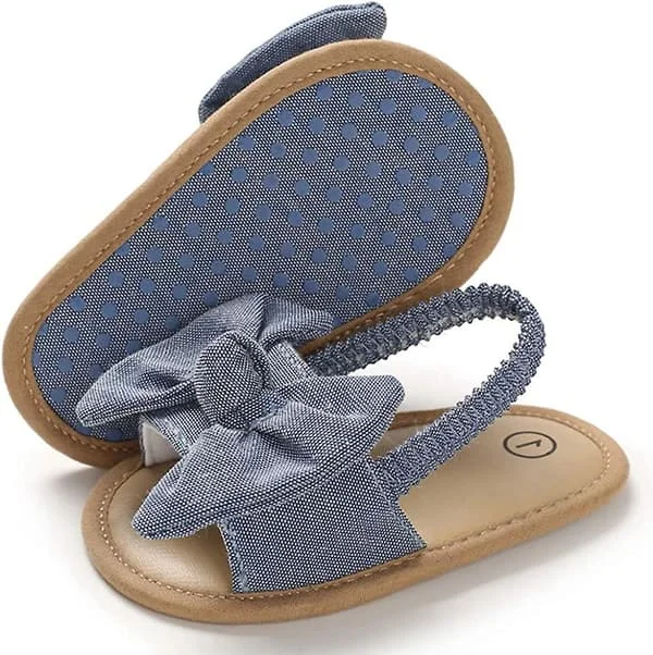 Spädbarn Baby Flickor Sommar Sandaler Med Blomma Mjuk Sula Nyfödd Småbarn Första Walker Spjälsäng Klänning Skor