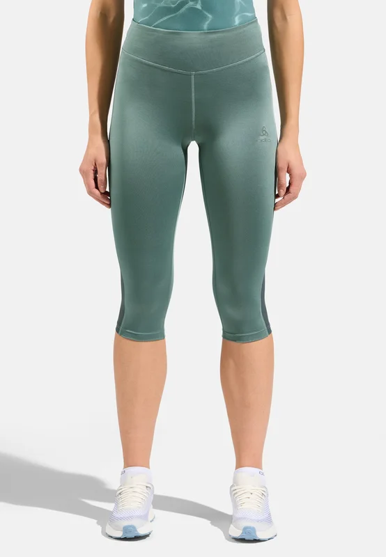 Odlo Women's Essential Mesh 3/4 Running Tights, XS, green