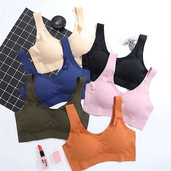 {xjxj} BH Sømløs Vest BH Push Up Undertøj Sovetop med Bryst P - Lager Blå Blue M