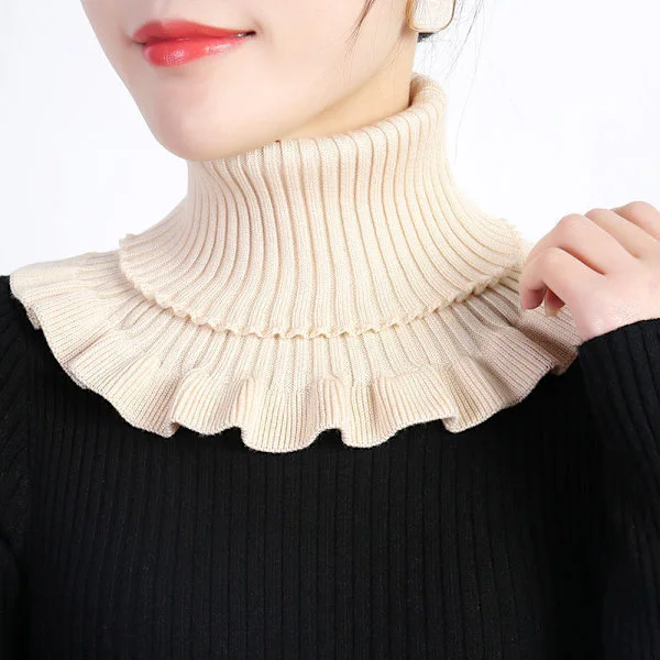 Knitted turtleneck / detachable neck warmer White White
