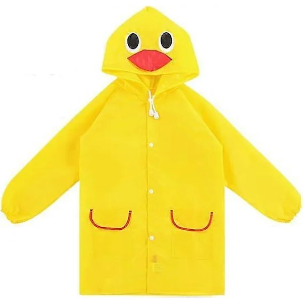 1 stk Barn Regnfrakker Unisex Jenter Gutter Regntøy Vanntett Regnjakke Kåpe med Hette og Knapper Gjenbrukbar EVA Regndrakt Gul