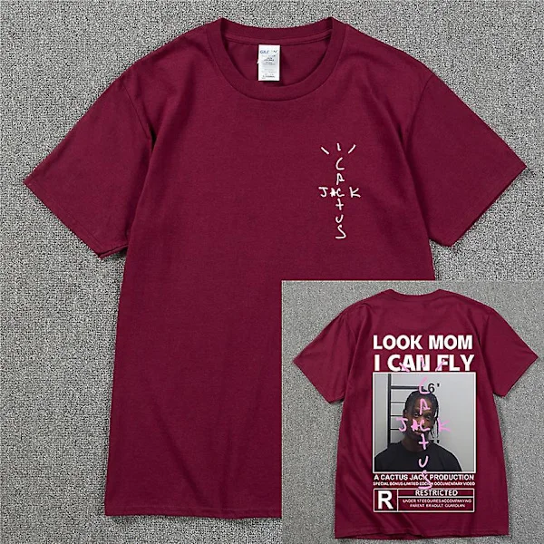 HOT Cactus Jack T-skjorte 2022 sommer Menn Kvinner E MAMMA I CAN FLY T-skjorte ATROWORLD Hip Hop Kortarmet T-skjorter