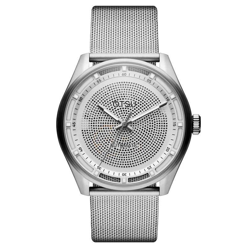 Calin | Silver-tone Transparent Automatic Skeleton Watch for Men - Skeleton watches