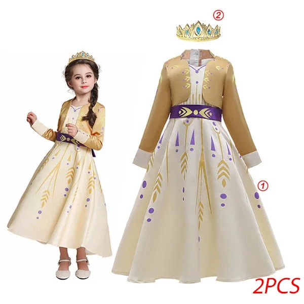 Frozen 2" Elsa-dräkt flicka barn Halloween rollspel Snödrottning Anna prinsessklänning festklänning klänning Anna-klänning E-WELLNGS Anna Dress E