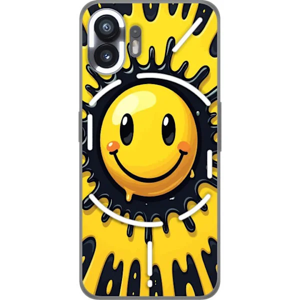 Compatible Phone Case for Nothing Phone (2) Yellow smiley with black splash design and playful retro feel for colorful style yellow