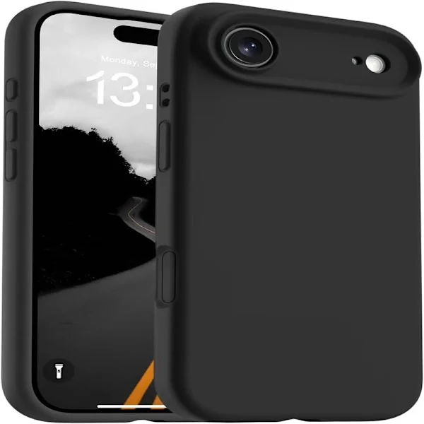 Magnetiskt iPhone 17 Air-skal, Magsafe-kompatibelt, klassiskt flytande silikonskal, integrerad kamerakontrollknapp, A Svart{hh} Svart