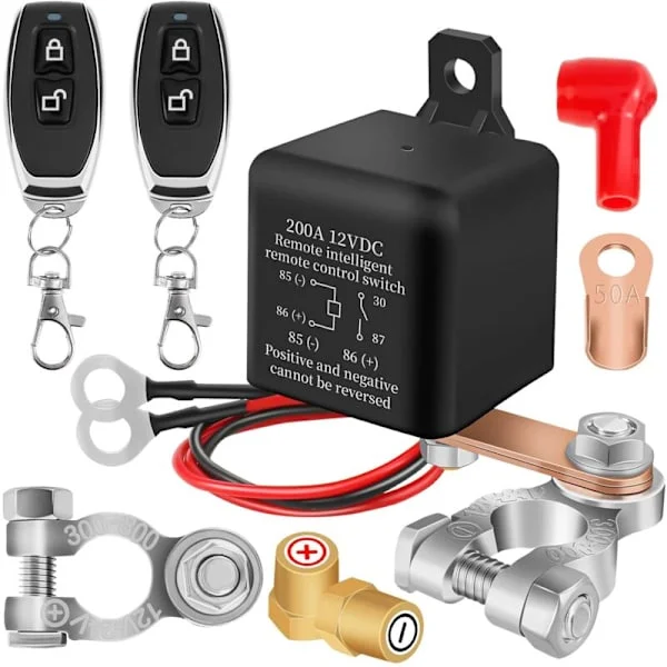 12V Batteri Afbryder 12V Batteri Relæ 12V 200A Med 2 Fjernbetjeninger Tyverisikring Batteri Afbryderkontakt (200A)